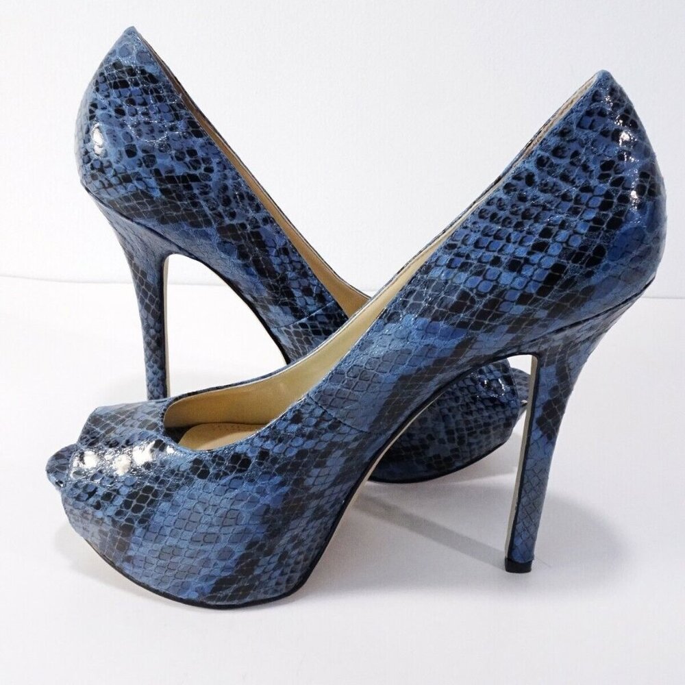🚨Enzo Angiolini Blue Snakeskin Platform Heel Shoes EATANEN  Sz 6.5 M - Picture 8 of 13